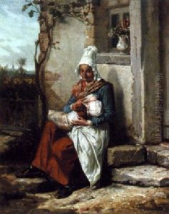 A Breton Maid With Her Child by Benedict Masson
