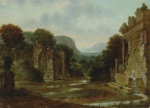 Architectural Ruins In A Landscape; Also A Companion Painting (a Pair)
