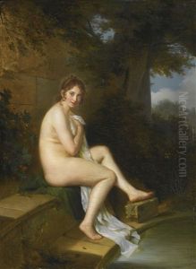 A Nude At Her Bath by Firmin Massot