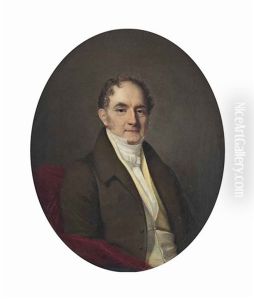 Portait Of Mr. M. Favre, Half-length, In A Green Coat And Cravat, In A Painted Oval by Firmin Massot