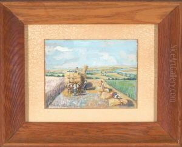 Getreideernte In Weiter Landschaft - view 1