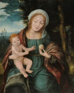 Madonna Met Appel In Een Landschap Madonna Met Appel In Een Landschap