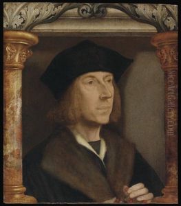 Portrait Of Gentleman, In A Fur-lined Coat, Telling A Rosary, Set In An Architectural Surround