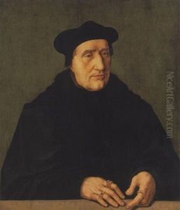 Portrait D'homme En Buste Derriere Une Balustrade