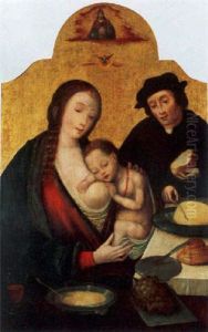 The Holy Family With The Holy Trinity by Quentin Massys the Elder