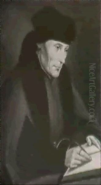 Portrait Of Erasmus Of Roterdam, Seated Small Half Length, Writing In A Book - view 1