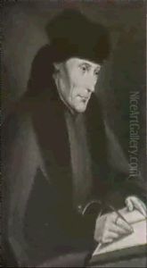 Portrait Of Erasmus Of Roterdam, Seated Small Half Length, Writing In A Book by Quentin Massys the Elder