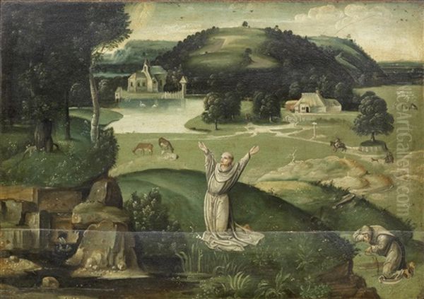 Two Hermit Monks In A Landscape - view 1