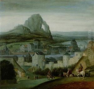 Reisende Vor Einer Hafenstadt