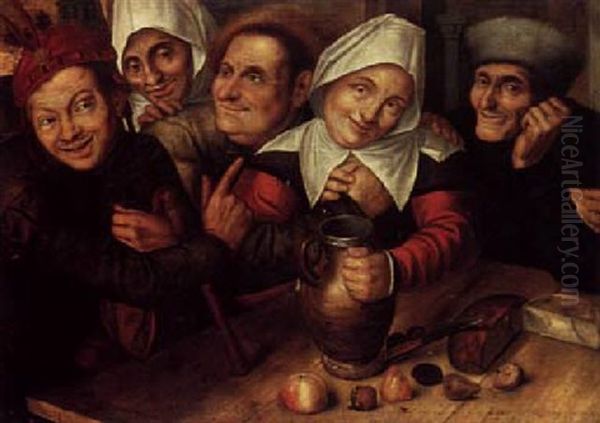Peasants Making Merry Around A Table - view 1