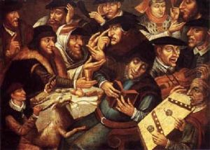 A Jewish Company Eating, Drinking And Making Music by Jan Massys