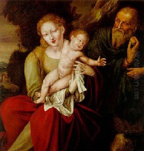 Die Heilige Familie In Einer Landschaft by Jan Massys