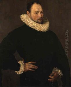 Portrait Of A Gentleman, Aged 33, Wearing A Black Costume With Lace Cuffs