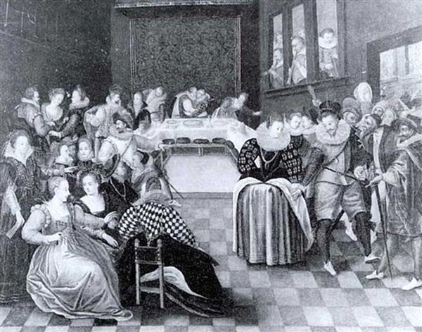 Festlich Hochzeitsgesellschaft Um Tafel - view 1