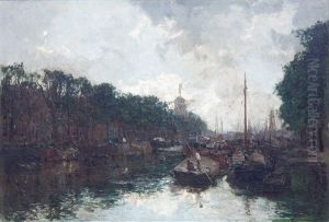 A View Of Rotterdam With The Nieuwe Haven And The Windmill 'de Noord' At Oostplein