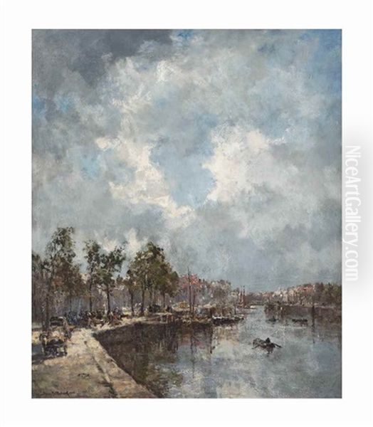 Stadsgezicht: A Busy Sunlit Harbour In Rotterdam - view 1