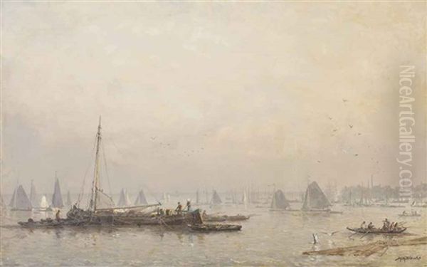 Shipping Activities On The Maas In Morning Haze, Rotterdam - view 1