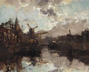 A View Of Rotterdam by Johan Hendrik van Mastenbroek