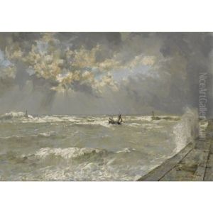 A Lugger In Choppy Waters, Scheveningen Harbour