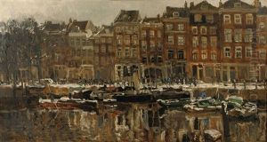 Zuidblaak Te Rotterdam (a View Of The Zuidblaak In Winter, Rotterdam) by Johan Hendrik van Mastenbroek