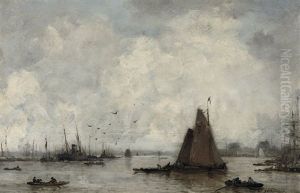 Activity In The Harbour by Johan Hendrik van Mastenbroek