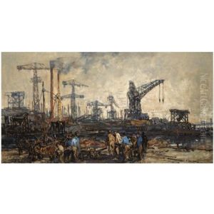Electrical Cranes In Schiedam by Johan Hendrik van Mastenbroek