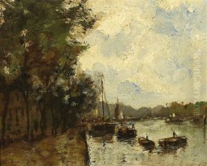 An Einem Kanal Bei Rotterdam by Johan Hendrik van Mastenbroek