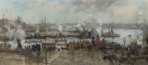 La Meuse Devant Rotterdam: A Busy Day At The Leuvehaven, Rotterdam - view 1
