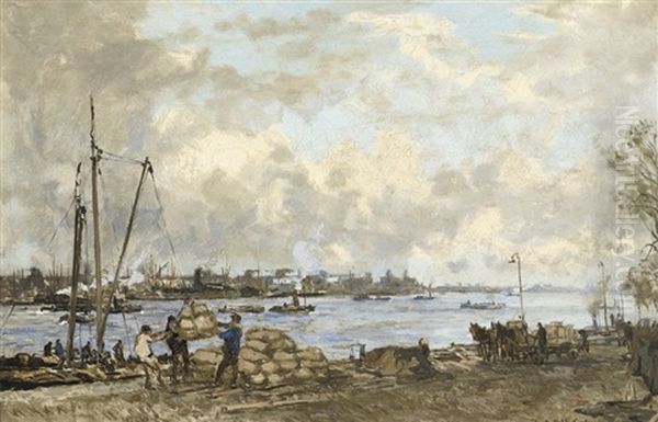 Lossen Aan De Willemskade Te Rotterdam: Unloading The Cargo - view 1