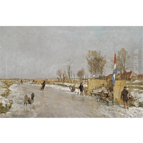 Ijsvreugde Op Holland's Vaarten (winter Fun On A Dutch Canal) - view 1