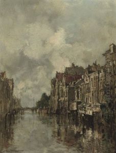 The Voorstraatshaven, Dordrecht by Johan Hendrik van Mastenbroek