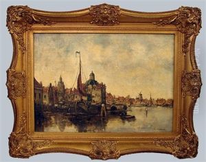 Port Scene With Windmill In Background
