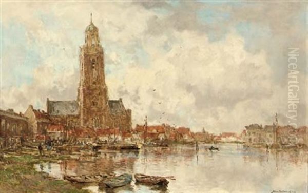 Canal At Maassluis by Johan Hendrik van Mastenbroek