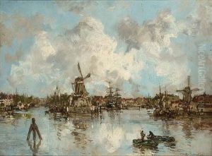 A View Of A Harbour In A Dutch Town