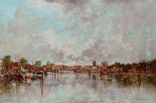 A Canal Scene At Dusk, Rotterdam - view 1