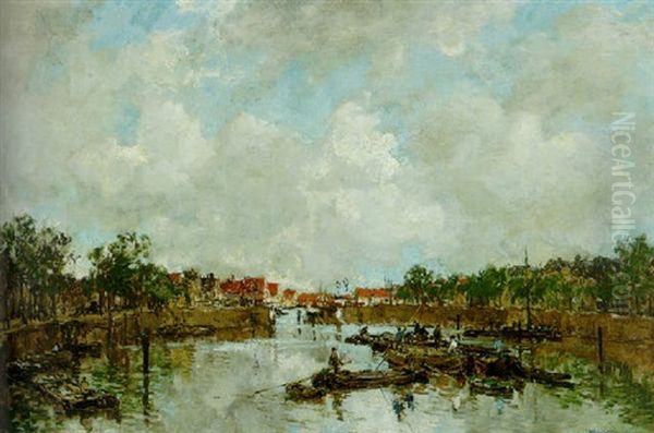 Canal With Barges - view 1