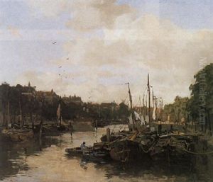 A Harbourscene by Johan Hendrik van Mastenbroek