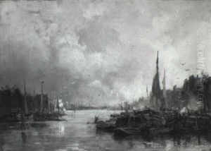 The Leuvehaven, Rotterdam by Johan Hendrik van Mastenbroek