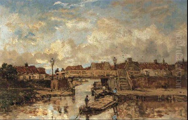A Wooden Bridge Over A Canal - view 1