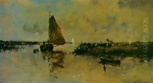 Barque Sur Un Canal; Bootje Op Een Kanaal Barque Sur Un Canal; Bootje Op Een Kanaal