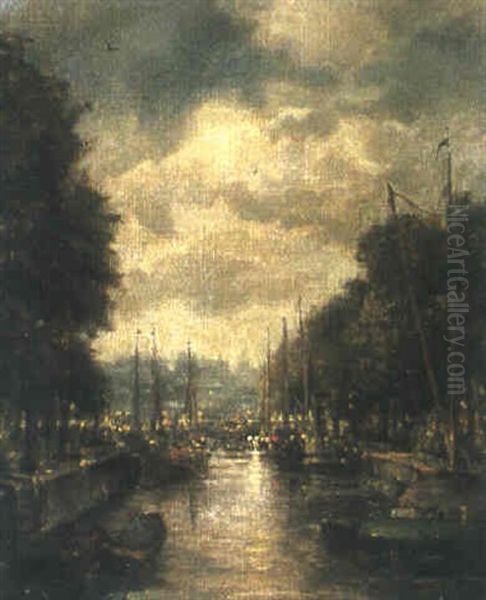 Gracht Am Abend - view 1