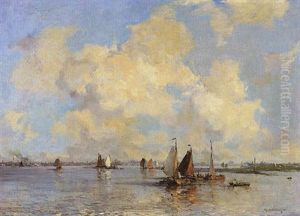 Zeilschepen Op De Lek by Johan Hendrik van Mastenbroek