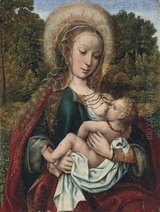 The Virgin And Child In A Garden by Master Of Frankfurt