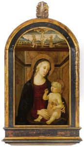The Madonna And Child; In The Lunette Above: The Crucified Christ With Saint John The Baptist And Saint Francis The Madonna And Child; In The Lunette Above: The Crucified Christ With Saint John The Baptist And Saint Francis
