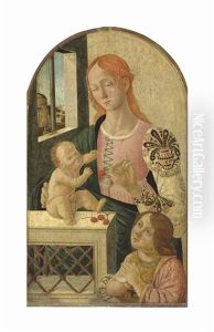 Madonna And Child With The Young Saint John The Baptist by Master of San Miniato