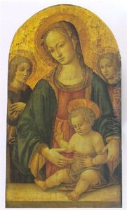 The Madonna And Child With Two Angels by Master of San Miniato