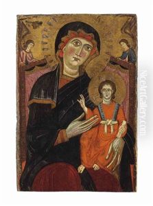 The Madonna And Child Enthroned With Two Angels