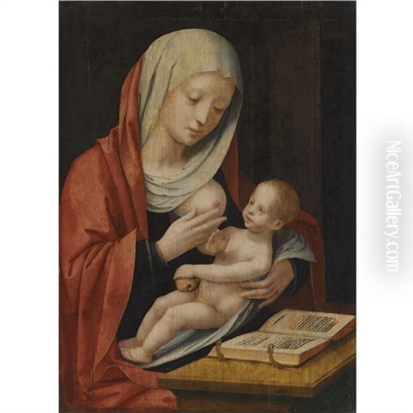 Virgin And Child Seated Before A Lectern - view 1