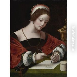 The Magdalene Writing A Letter by Master of the Female Half Lengths