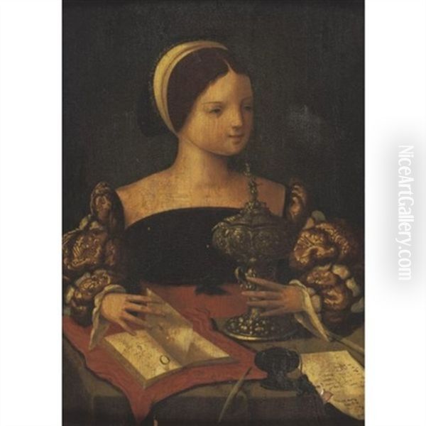 Young Girl At Her Desk - view 1
